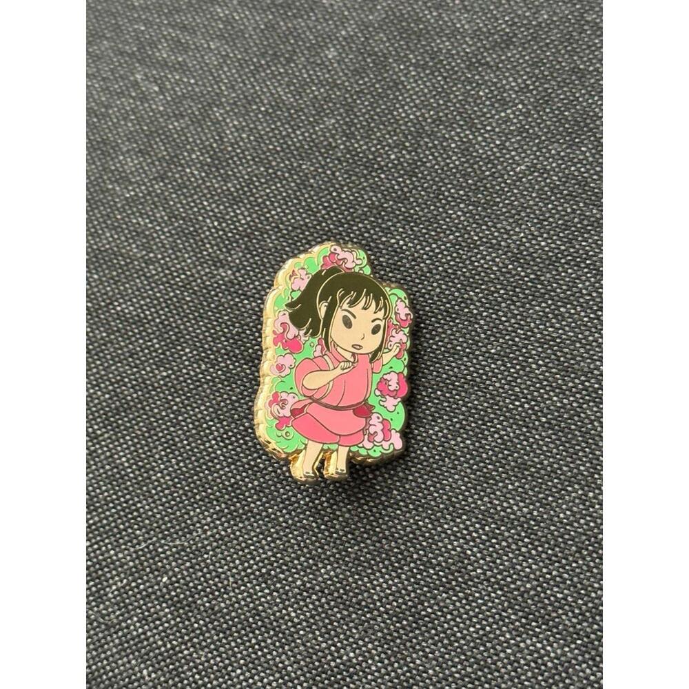 Studio Ghibli spirited away enamel pin pink and green flowers